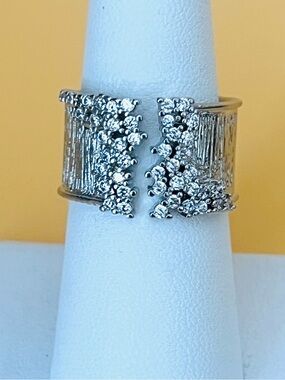 Stainless steel and paved clear crystal Women's Ring size 7